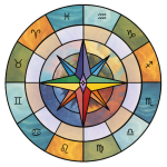 The Charmed Compass Logo; full of symbolism throughout the design. As above, so below; as within, so without. Masculine/Feminine Polarity, Seasons, Day, Night, Zodiacs, elements, Compass needle, chakras, modalities.
